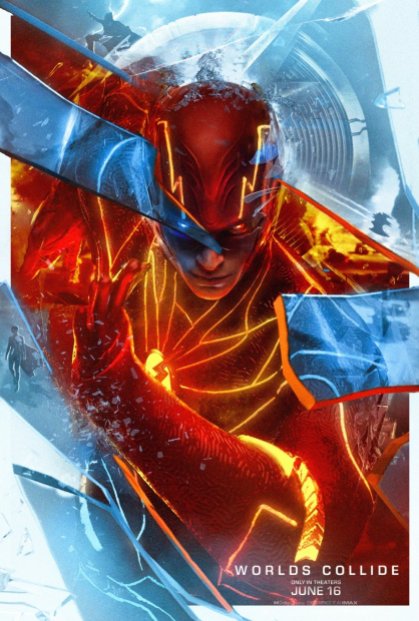 Worlds Collide Poster for DC's multiverse expansion tentpole THE FLASH (2023)